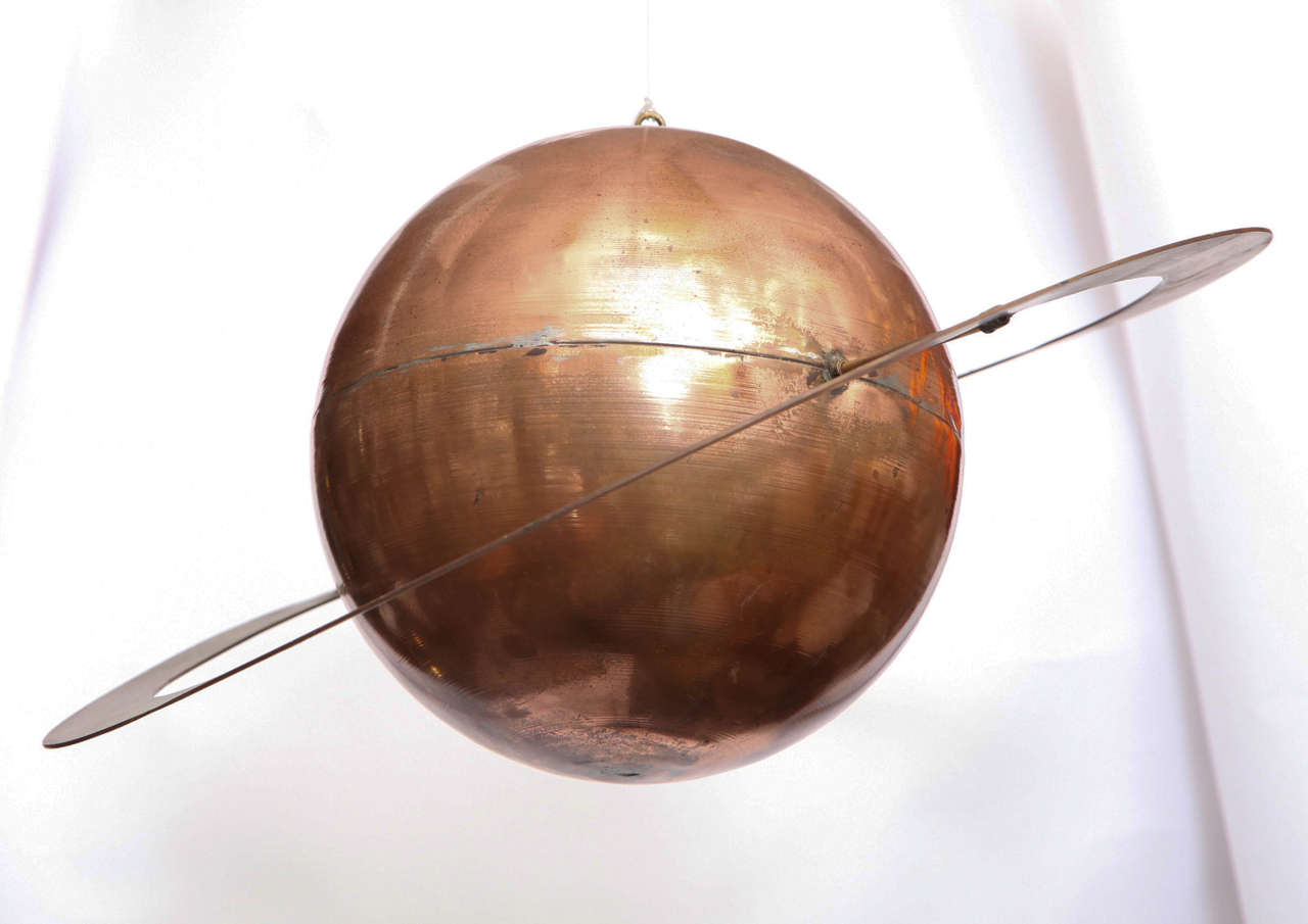 American  Charles Lamb hanging Saturn Sculpture brass and copper 1980's For Sale