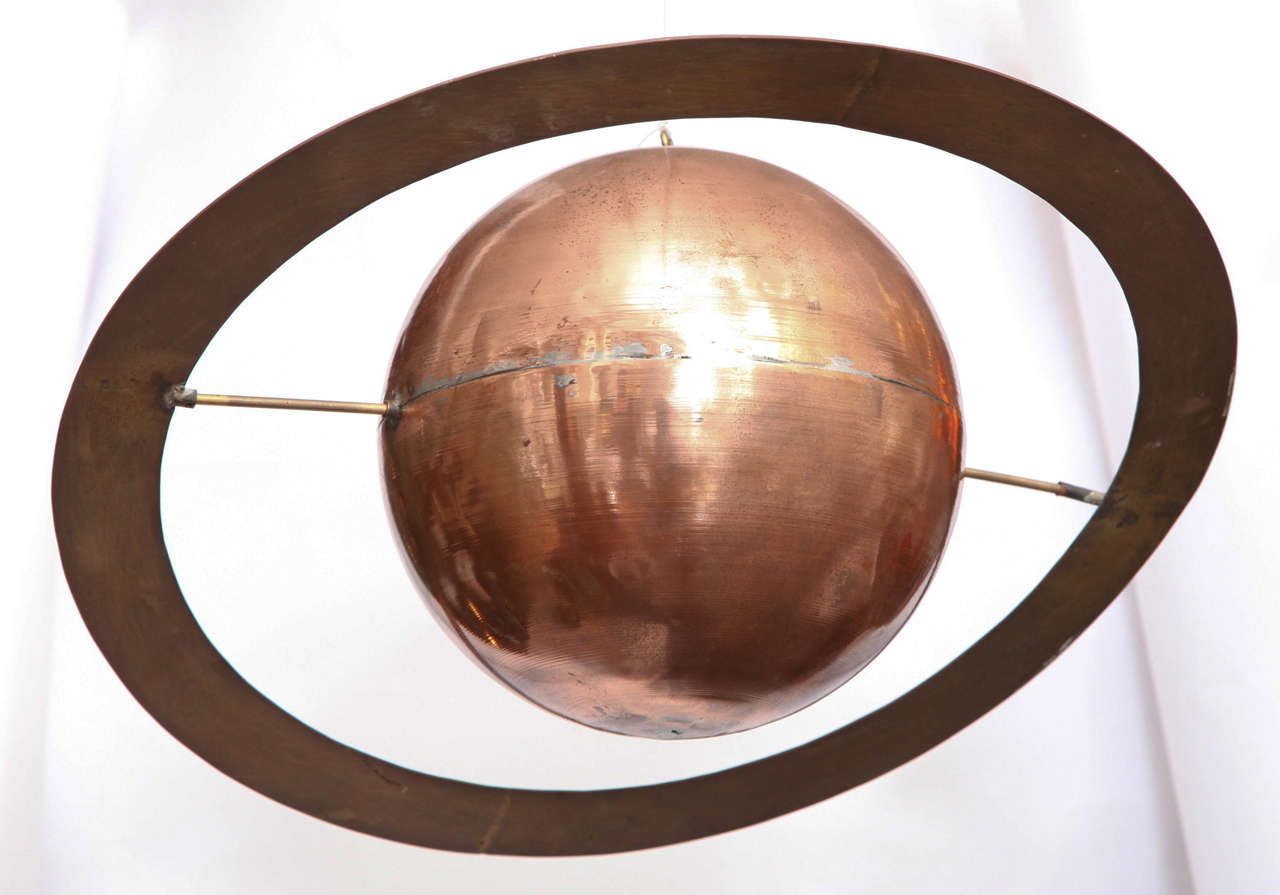 Late 20th Century  Charles Lamb hanging Saturn Sculpture brass and copper 1980's For Sale