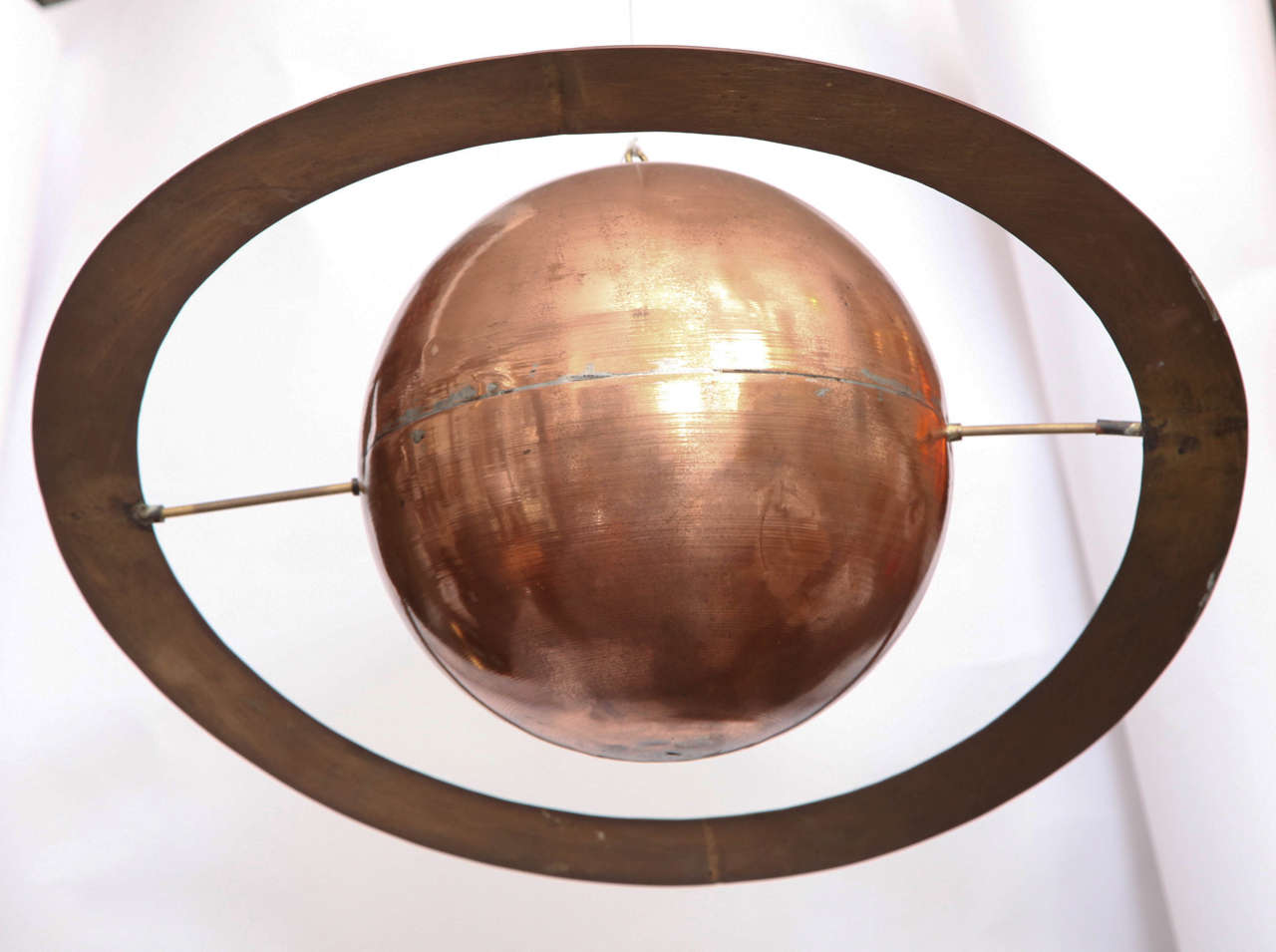  Charles Lamb hanging Saturn Sculpture brass and copper 1980's In Good Condition For Sale In New York, NY