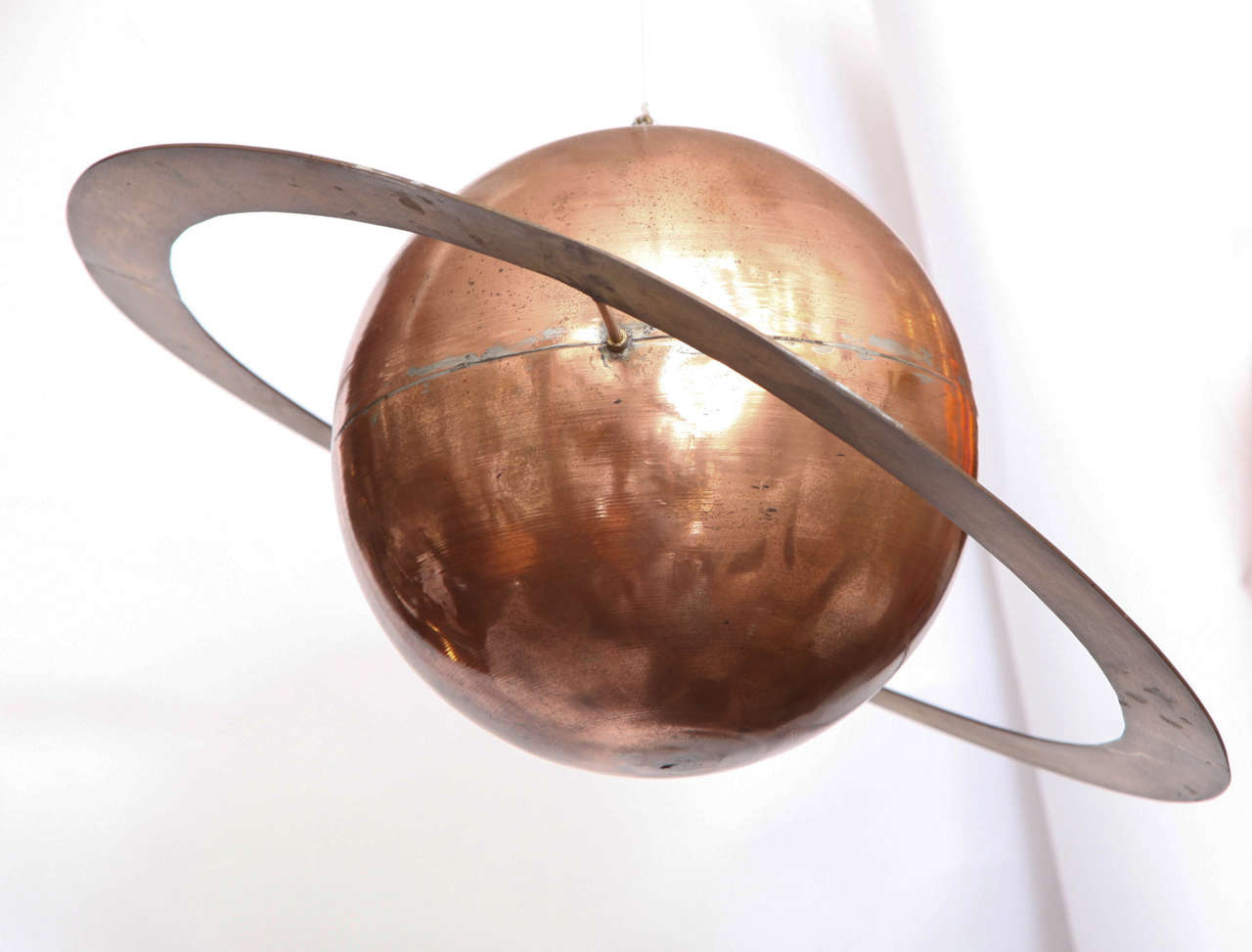 Hand-Crafted  Charles Lamb hanging Saturn Sculpture brass and copper 1980's For Sale