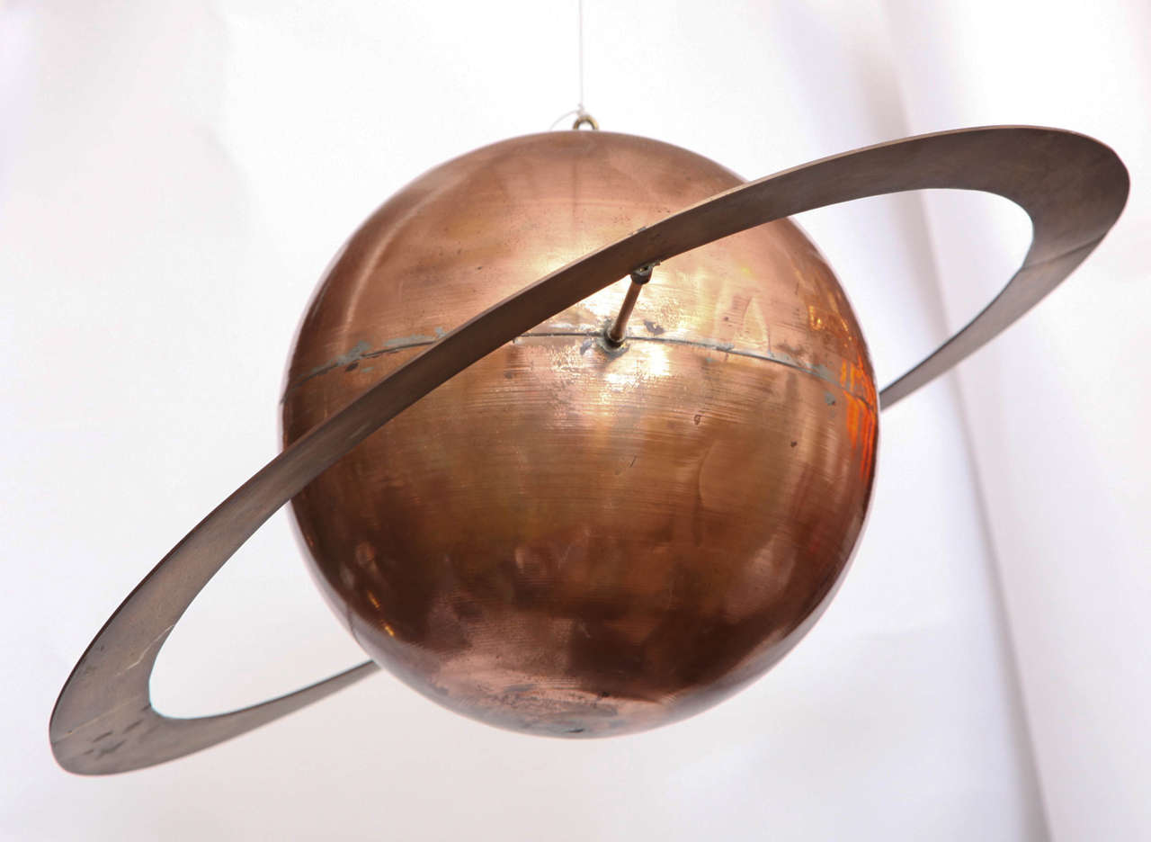  Charles Lamb hanging Saturn Sculpture brass and copper 1980's