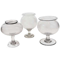 Antique Set of Three 19th Century Glass Bowls