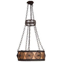 Vintage Round Iron Chandelier