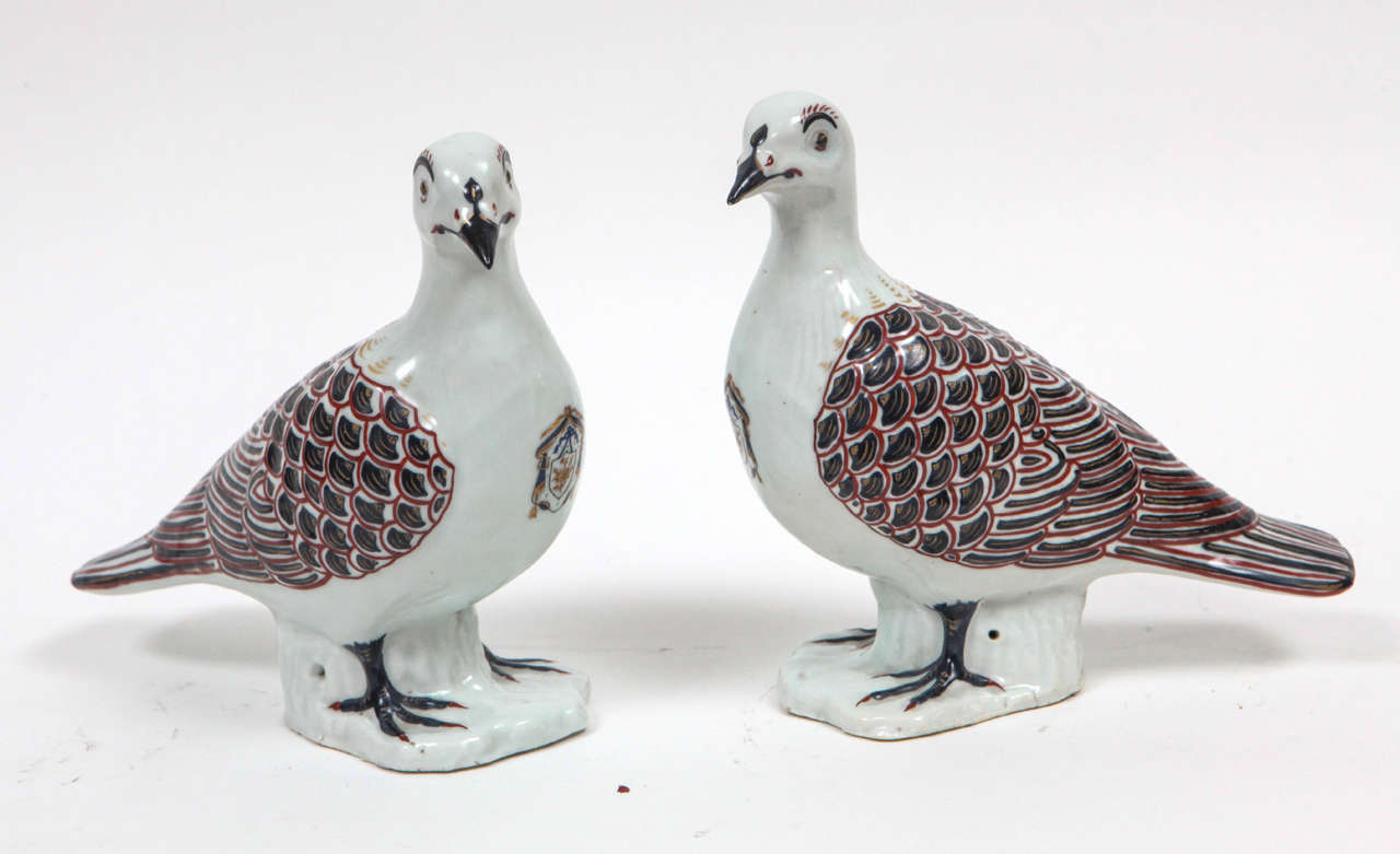 Pair of Mid-19th Century Chinese Export Porcelain Birds