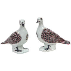 Pair of Mid-19th Century Chinese Export Porcelain Birds