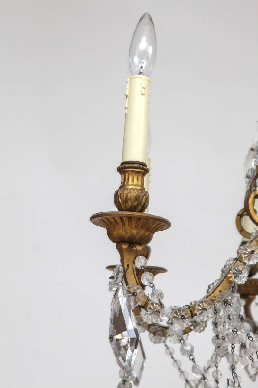 19th Century French Doré Bronze and Crystal Chandelier For Sale 2