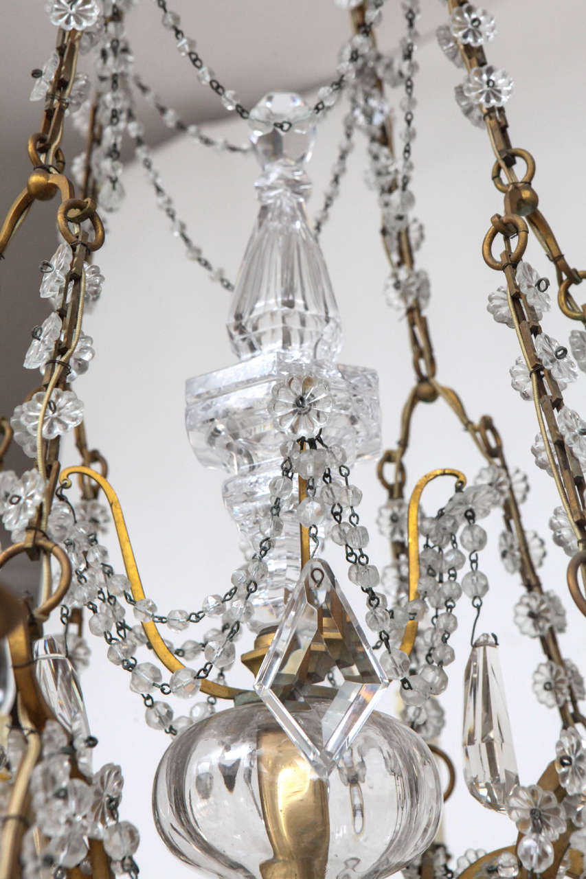 19th Century French Doré Bronze and Crystal Chandelier For Sale 3