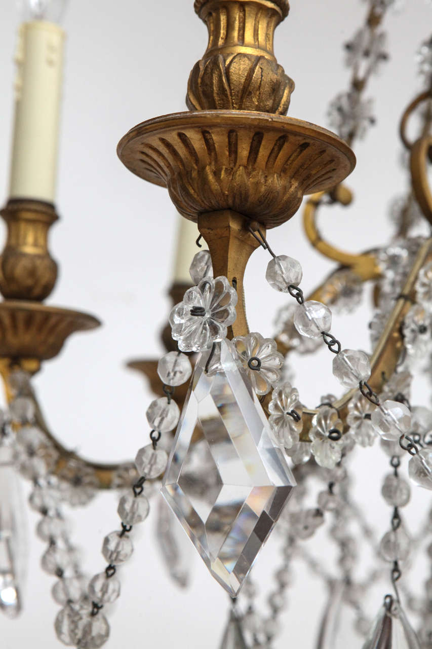 19th Century French Doré Bronze and Crystal Chandelier For Sale 4