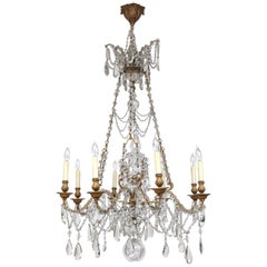 Antique 19th Century French Doré Bronze and Crystal Chandelier