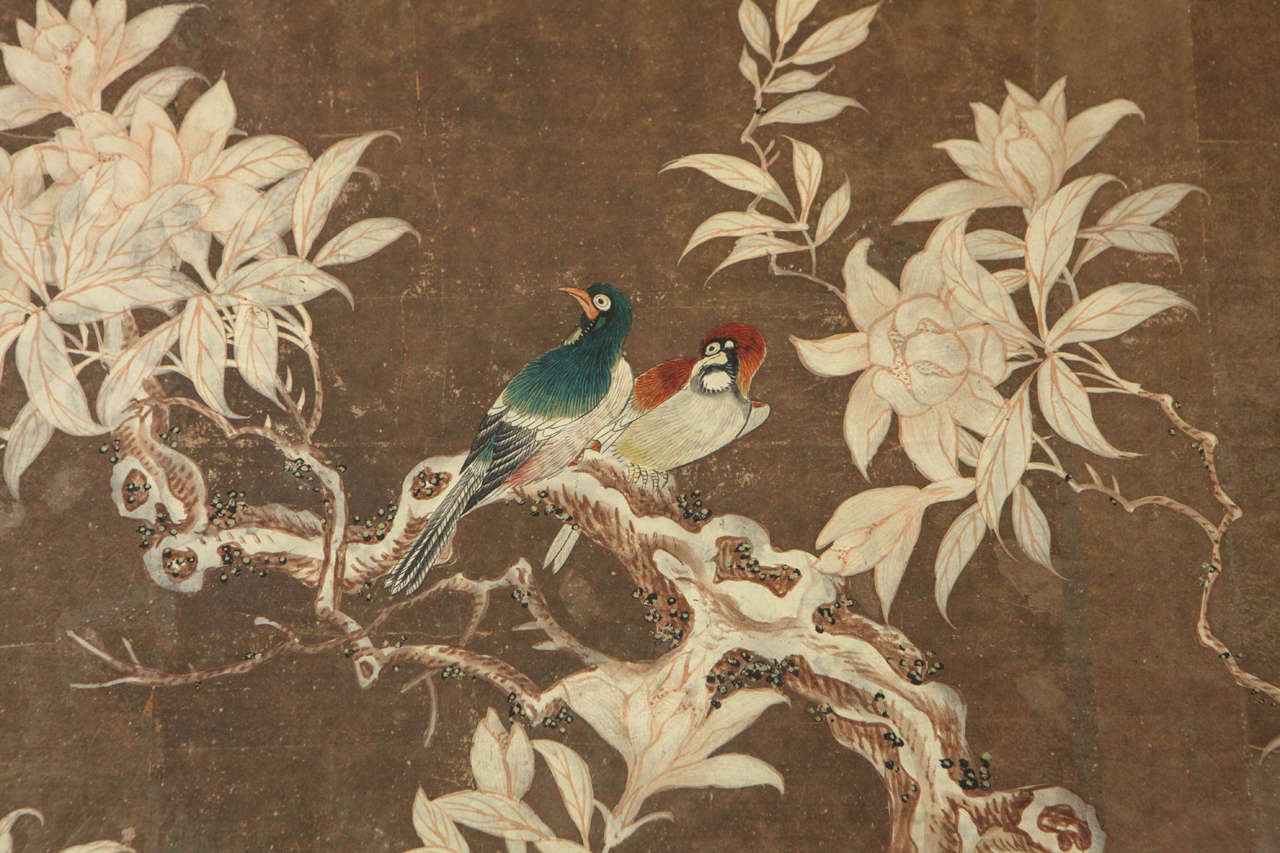 Early 19th Century Chinese Hand-Painted Wallpaper Panels In Excellent Condition In Los Angeles, CA