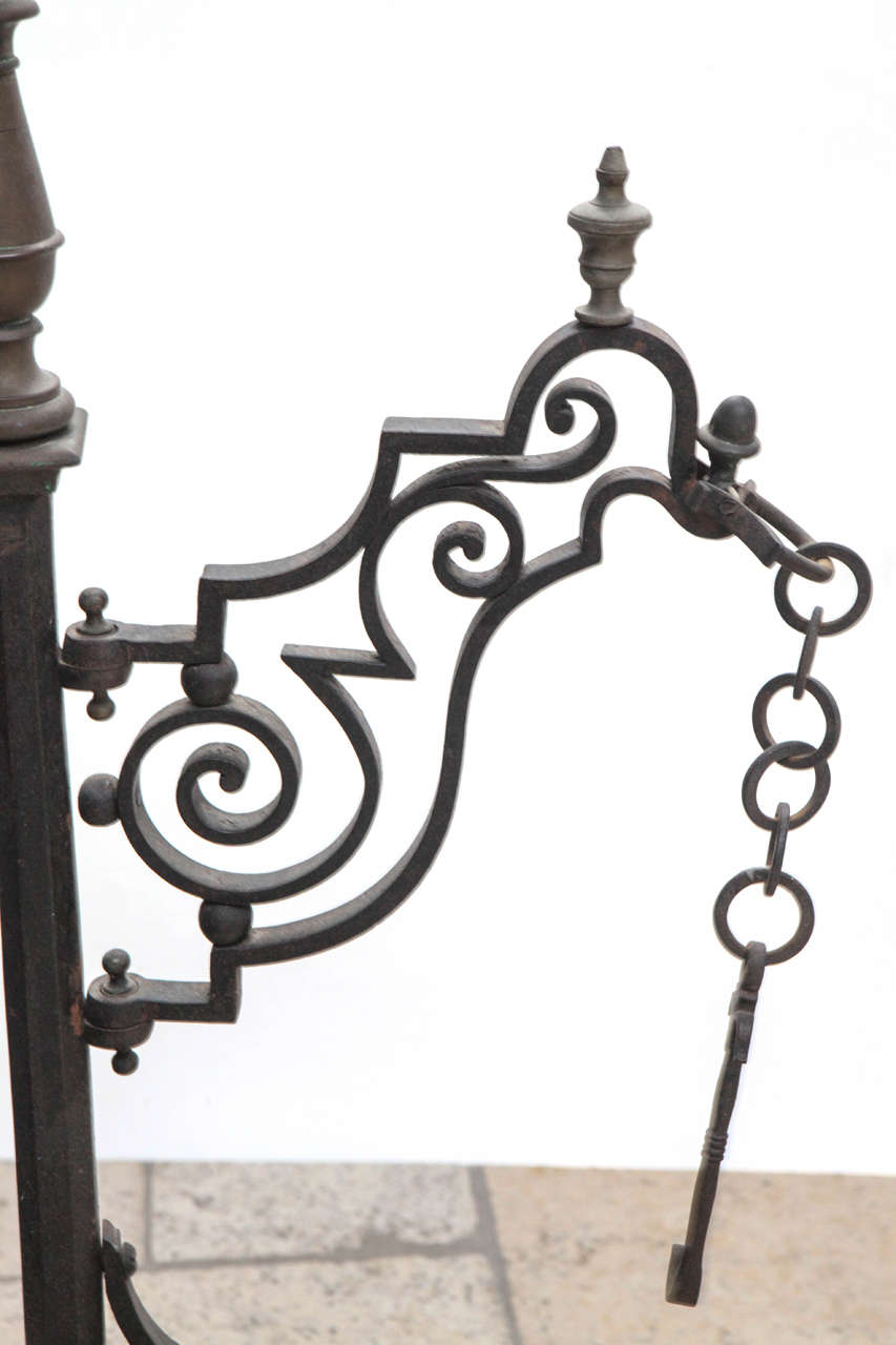 Late 19th Century French Bronze and Wrought Iron Fireplace Stand For Sale 1