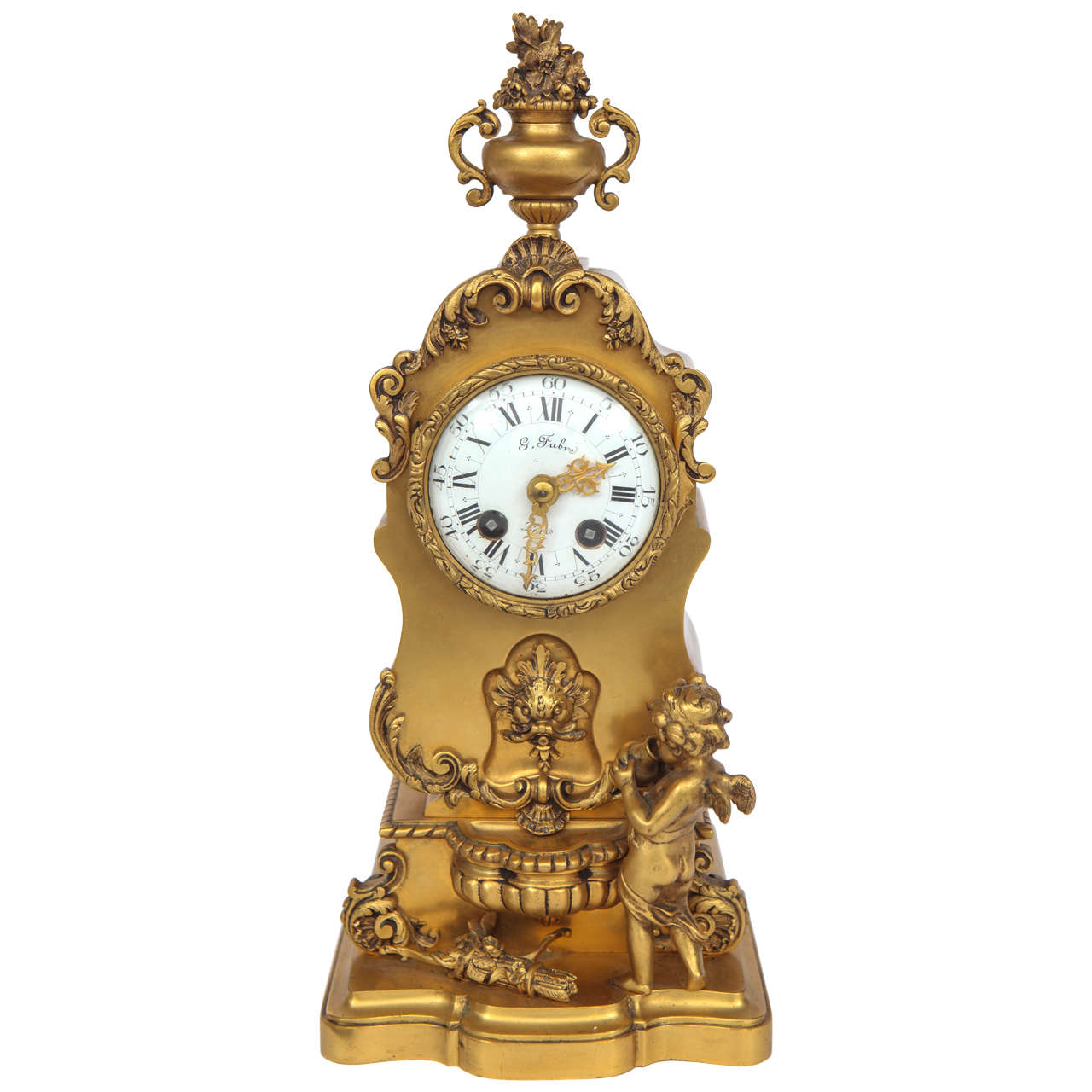 Late 19th Century French Doré Bronze Clock For Sale