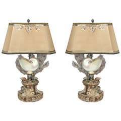Pair of Large Seashell Lamps