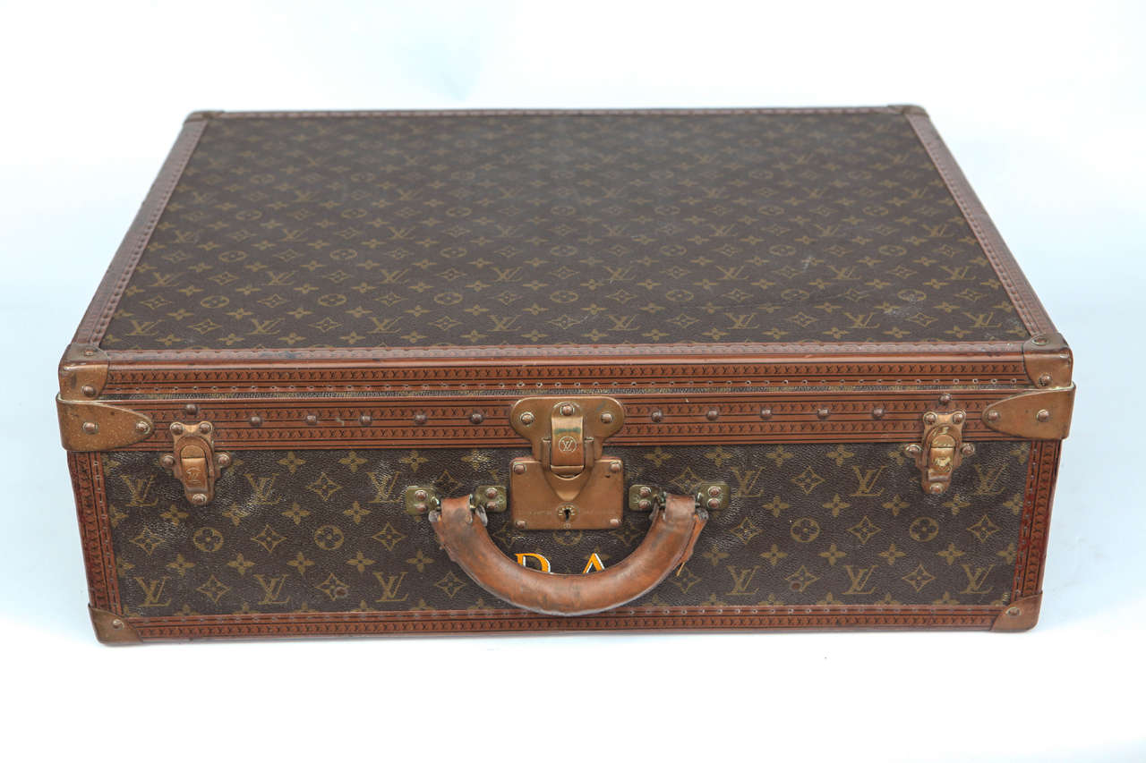 Vintage Louis Vuitton Hard Case Luggage with Brass Detail and Monogram 