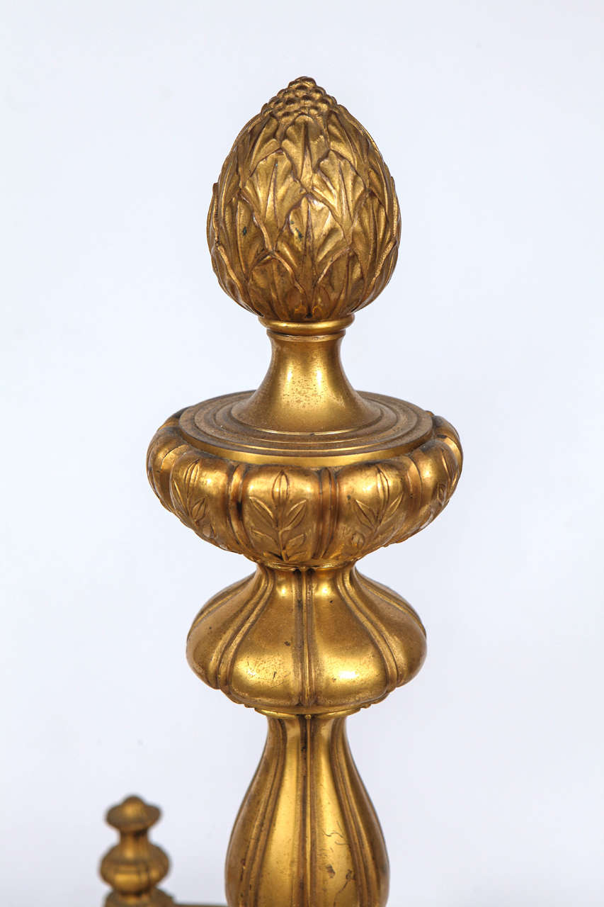Pair of Late 19th Century French Doré Bronze Andirons 1
