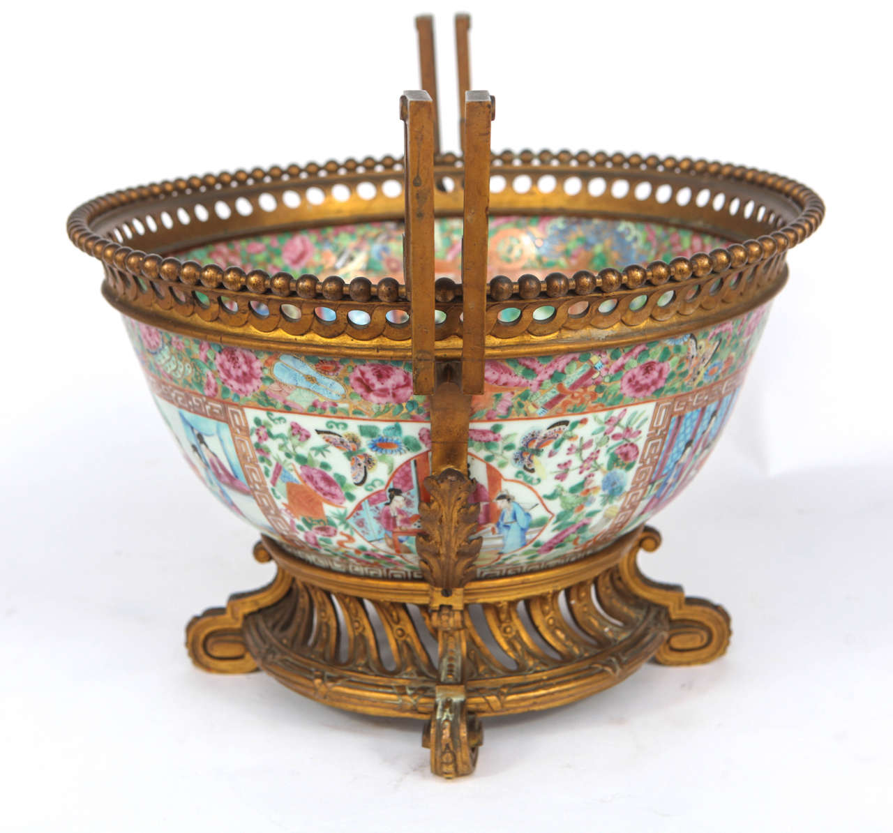 19th Century Rose Medallion Bowl with French Bronze Mounts 4