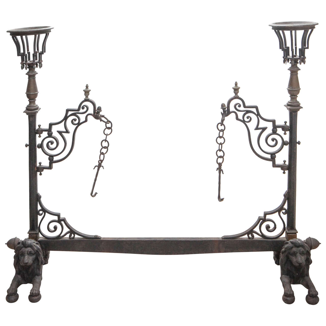 Late 19th Century French Bronze and Wrought Iron Fireplace Stand For