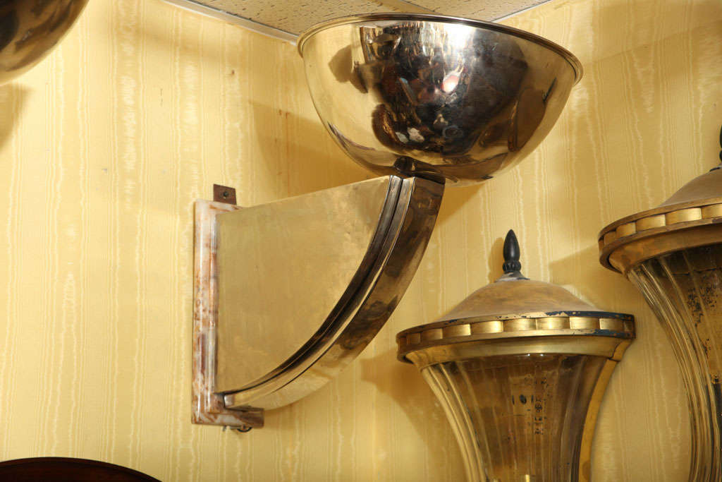 Pair of Mid-Century / Art Deco Chrome and Marble Sconces In Good Condition In New York, NY
