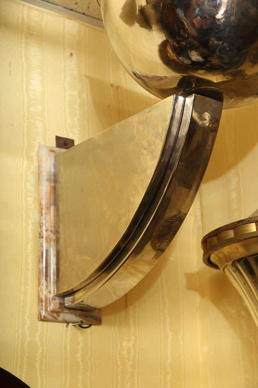 Mid-20th Century Pair of Mid-Century / Art Deco Chrome and Marble Sconces