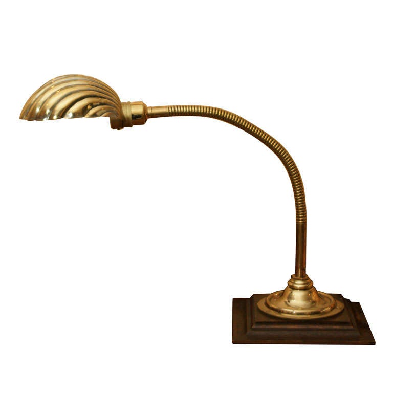 1910 England Brass Adjustable Gooseneck Lamp