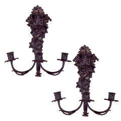 Fantastic Pair Of Bradley And Hubbard Bronze  Sconces