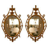 Pair Antique Oval Mirrors
