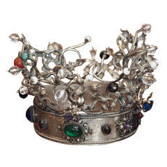 Antique CONTINENTAL STERLING AND SEMI PRECIOUS STONE CROWN