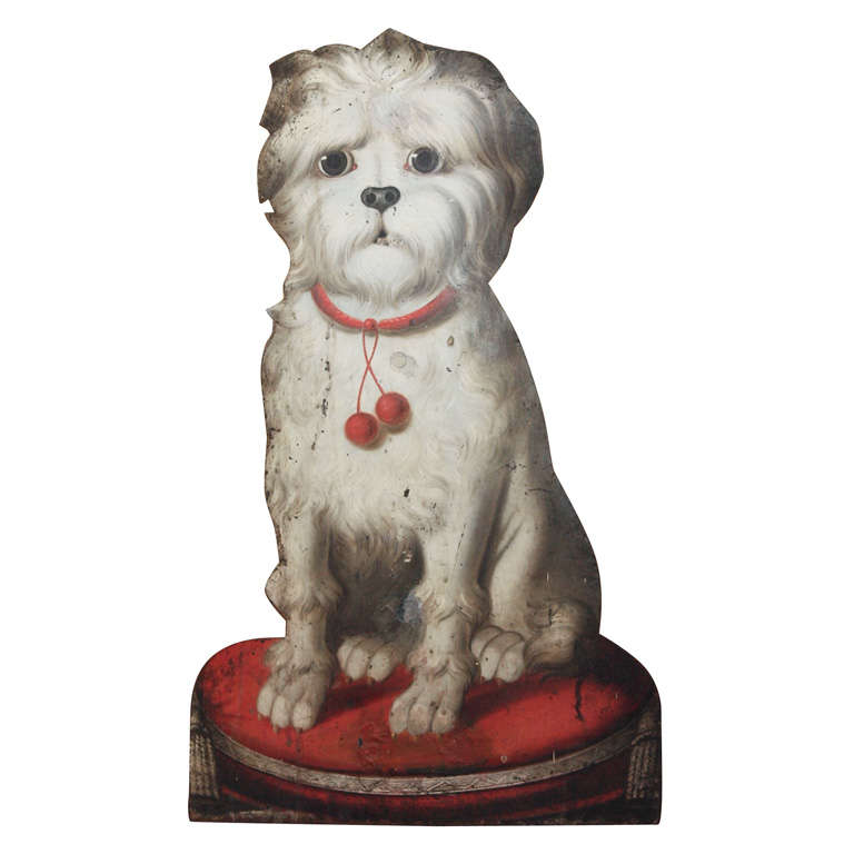 French Tole Painted Dog Umbrella Stand