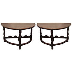PAIR OF ITALIAN DEMI LUNE CONSOLE TABLES