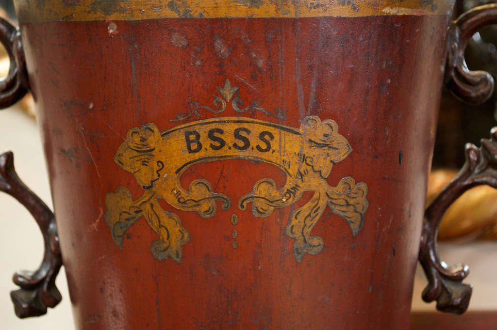 Pair of Red Painted Tole Cisterns, English circa 1880 2