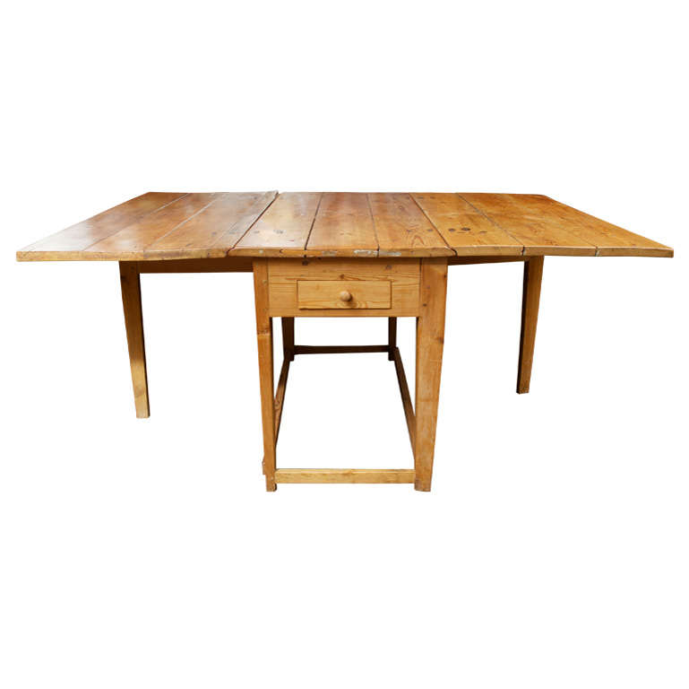 Swedish Pine Drop-leaf Table For Sale
