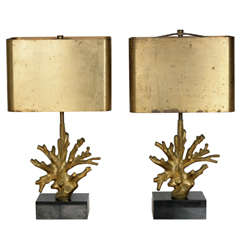 A Pair of Maison Charles Coral Lamps by Jacques Charles