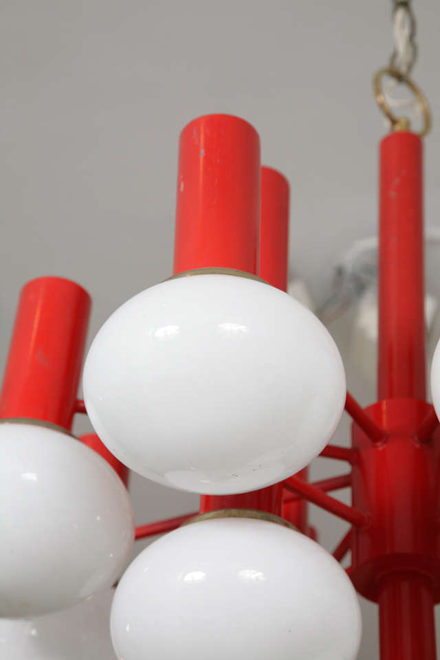 French Red Metal Chandelier 1960s France