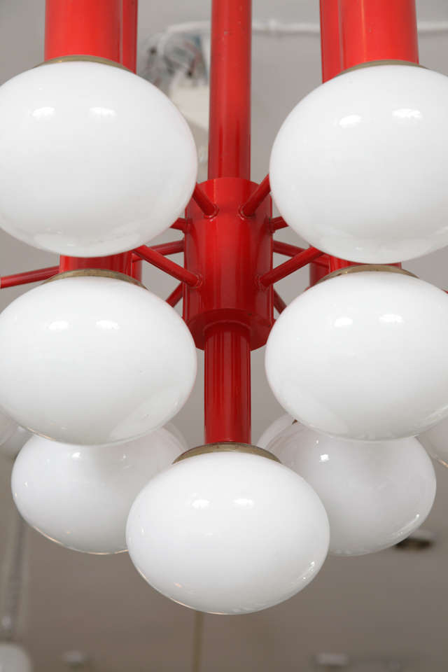 Mid-20th Century Red Metal Chandelier 1960s France