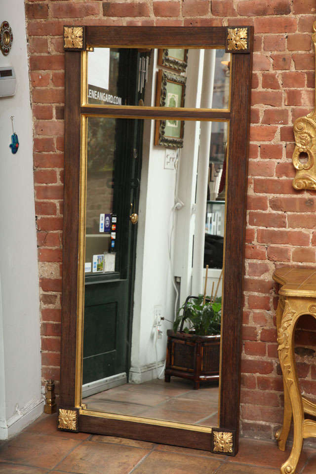 Rococo Trumeau Rectangular Mahogany mirror with gilded decorations