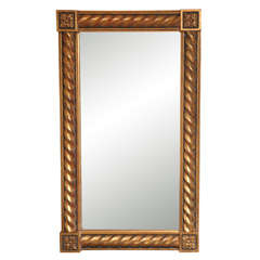 Antique Transitional Gold Rectangular Mirror in Rococo Style
