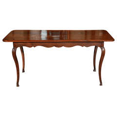 Antique A French Louis XV Walnut Long Table with Hoof Feet, c. 1800