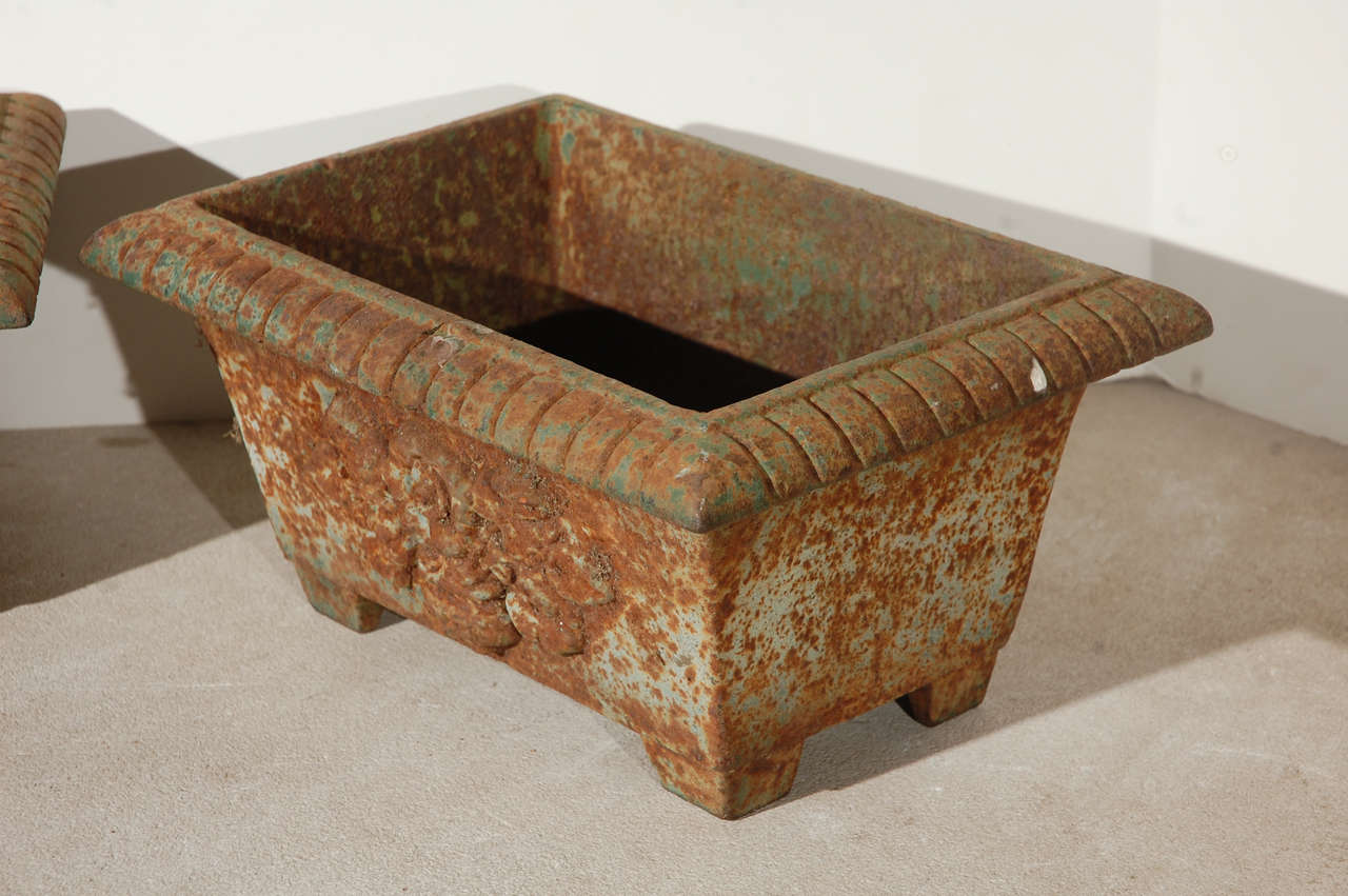 Pair of Cast Iron Rectangular Planter