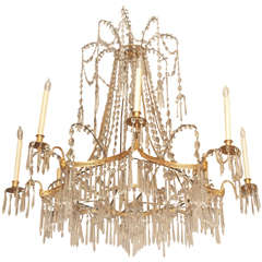Swedish Neoclassical Gilt Bronze and Crystal Chandelier