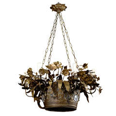 Antique Chandelier. Floral Tole Chandelier