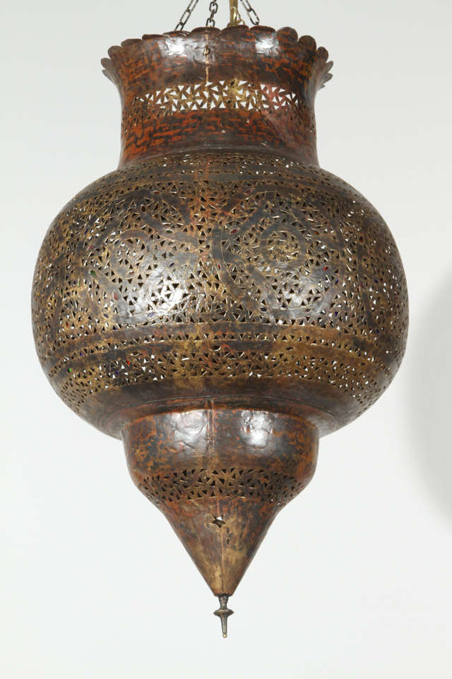 Large Moroccan Brass Hanging Lamp 4