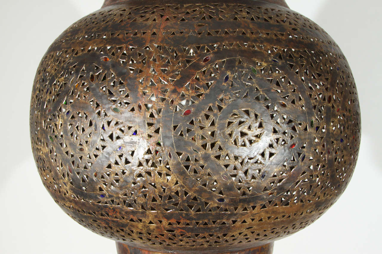 20th Century Large Moroccan Brass Hanging Lamp
