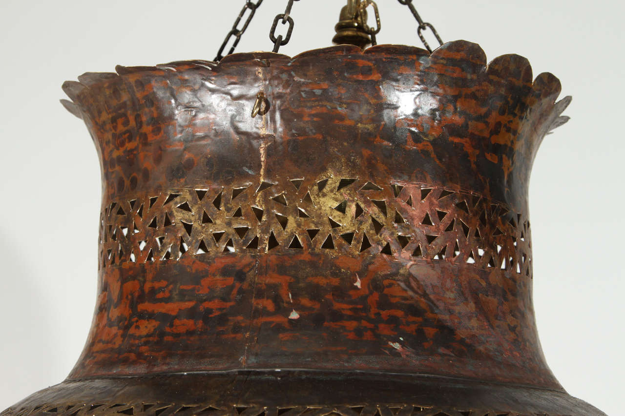 Large Moroccan Brass Hanging Lamp 1