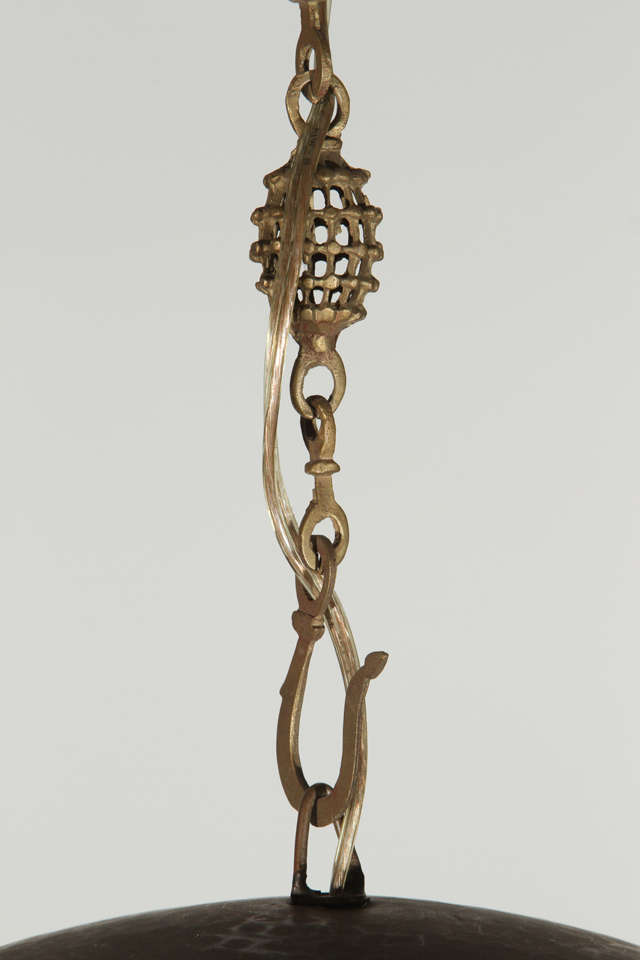 Mid-Century Modern Modernist Mid Century Copper Hammered Pendant Lamp