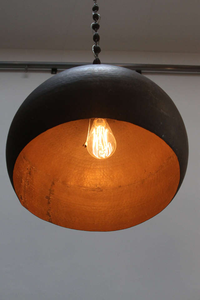 Mid-20th Century Modernist Mid Century Copper Hammered Pendant Lamp