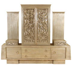 Large Two Piece Bamboo Cabinet by James Mont