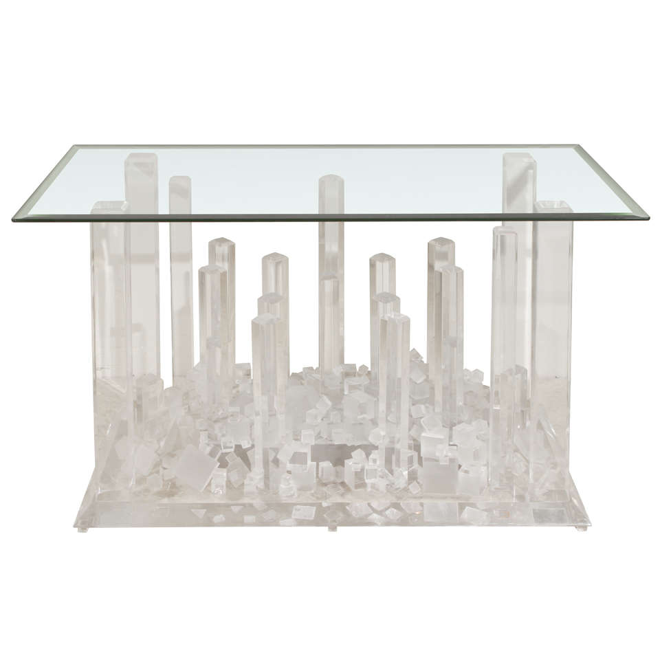 Sculptural Lucite Console Table