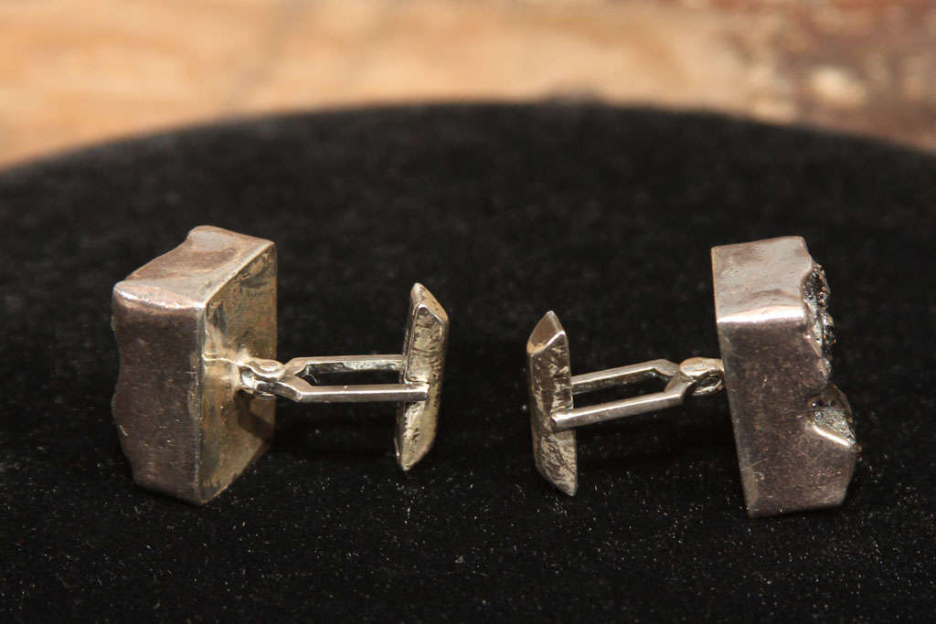 gentleman's hematite and sterling cuff links In Good Condition In Seattle, WA