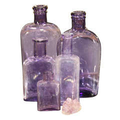 Antique Group Of Purple Bottles With Amythest