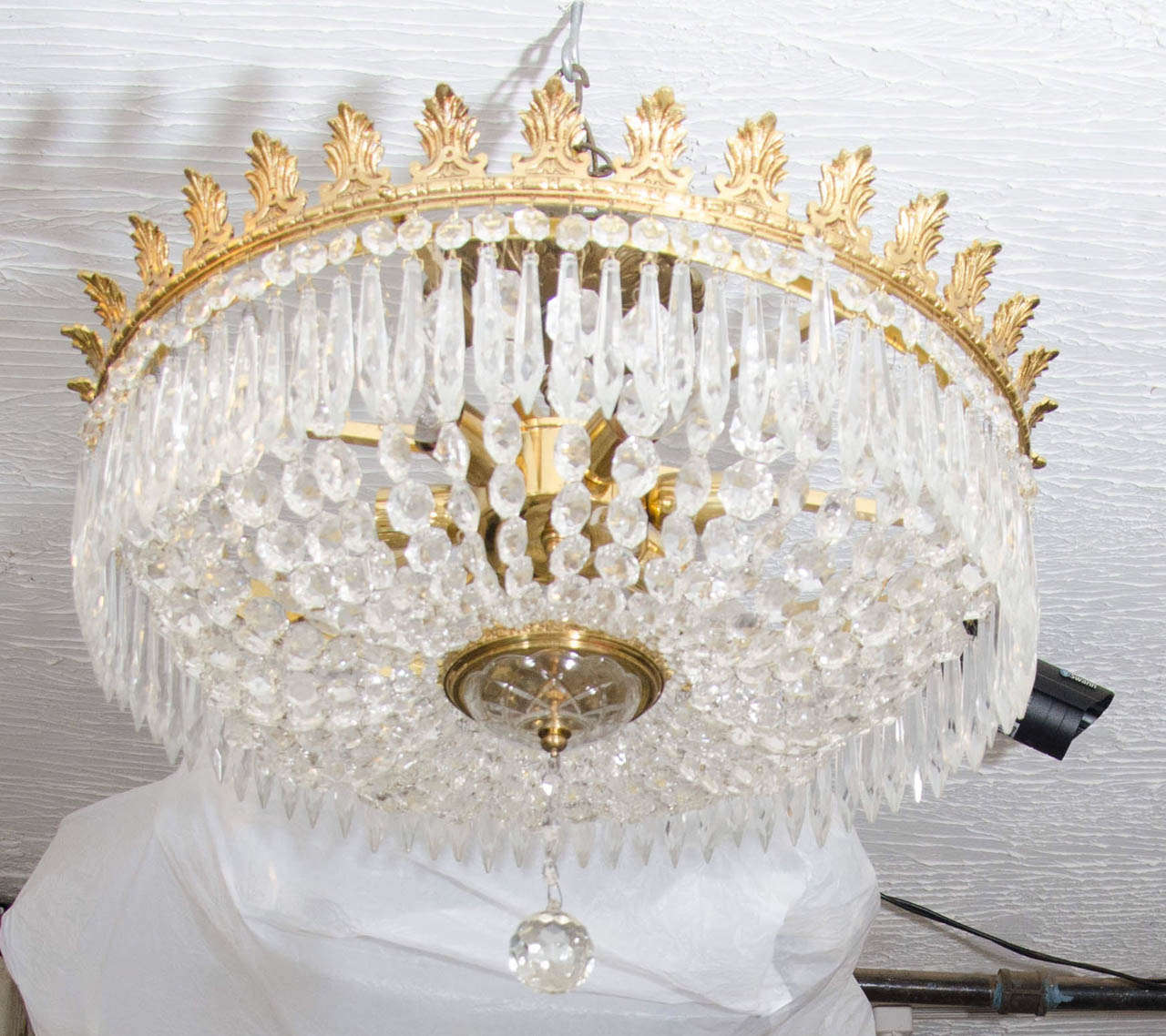 Large Crystal Flush Mounted Ceiling Fixture